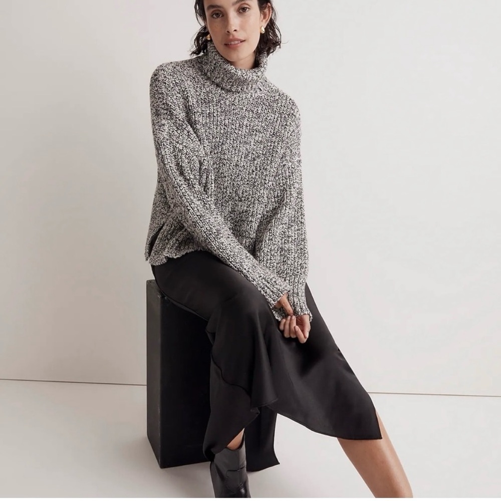 NWT Madewell Marled Cookies and Cream Wide Rib Turtleneck Sweater SZ Small